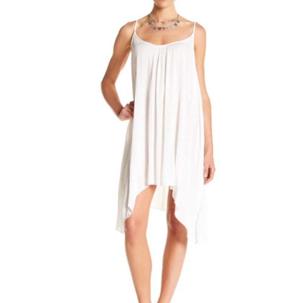Elan white crimped strappy cover up slip dress EUC size small